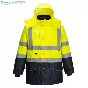 Hi-Vis 7 az 1-ben kontraszt Traffic kabát - Sárga/Navy