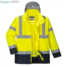 Hi-Vis 4 az 1-ben Contrast Traffic kabát - Sárga/Navy