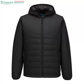 Hooded Insulated Baffle Jacket - Fekete