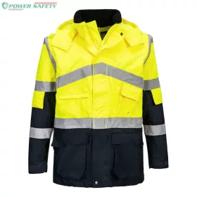Hi-Vis kéttónusú lélegző kabát - Sárga/Navy