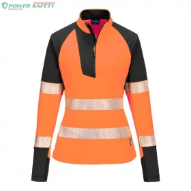 PW3 Hi-Vis 1/4 Cipzáras Sweatshirt - Narancs/Fekete