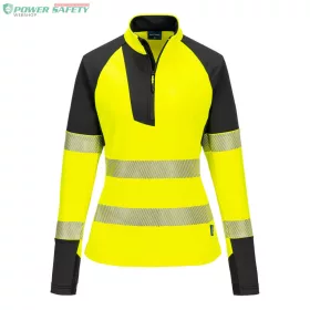 PW3 Hi-Vis 1/4 Cipzáras Sweatshirt - Sárga/Fekete