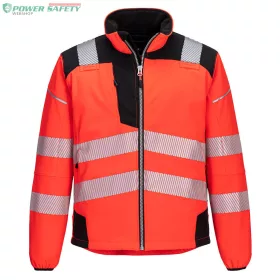 PW3 Hi-Vis Softshell kabát - Piros/Fekete