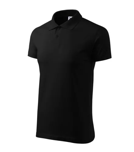 Férfi galléros póló, fekete, 180 g/m² (20201)
