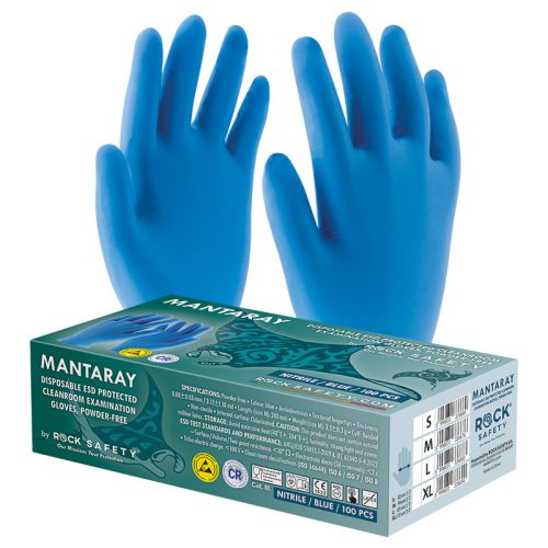 Egyszerhasználatos ESD védett tisztatéri vizsgálókesztyű (MANTARAY)